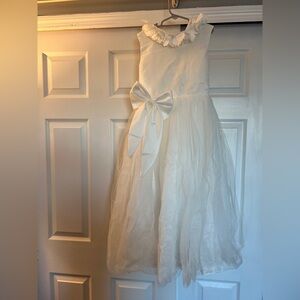 Trish Skully platinum white flower girl bridesmaid floral ties bow tulle long